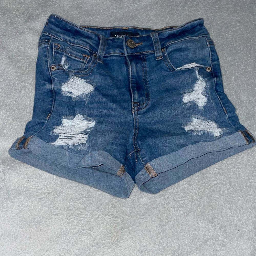 Aeropostale Blue Distressed Jean Shorts